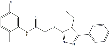 N-(5-chloro-2-methylphenyl)-2-[(4-ethyl-5-phenyl-4H-1,2,4-triazol-3-yl)sulfanyl]acetamide Struktur