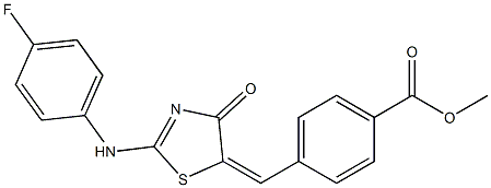 methyl 4-[(2-(4-fluoroanilino)-4-oxo-1,3-thiazol-5(4H)-ylidene)methyl]benzoate Struktur