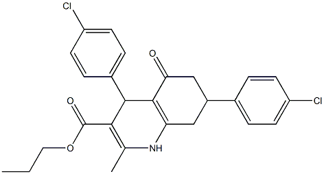 propyl 4,7-bis(4-chlorophenyl)-2-methyl-5-oxo-1,4,5,6,7,8-hexahydro-3-quinolinecarboxylate Struktur