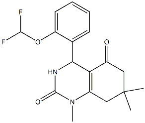 4-[2-(difluoromethoxy)phenyl]-1,7,7-trimethyl-4,6,7,8-tetrahydroquinazoline-2,5(1H,3H)-dione Struktur