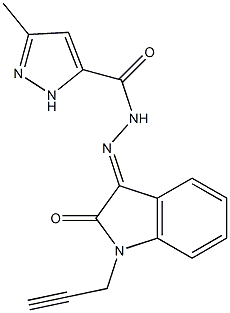 3-methyl-N'-[2-oxo-1-(2-propynyl)-1,2-dihydro-3H-indol-3-ylidene]-1H-pyrazole-5-carbohydrazide Struktur