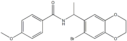 N-[1-(7-bromo-2,3-dihydro-1,4-benzodioxin-6-yl)ethyl]-4-methoxybenzamide Struktur