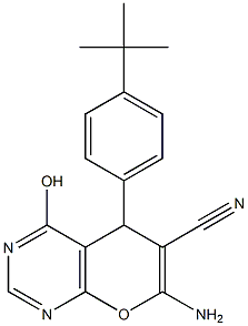 7-amino-5-(4-tert-butylphenyl)-4-hydroxy-5H-pyrano[2,3-d]pyrimidine-6-carbonitrile Struktur