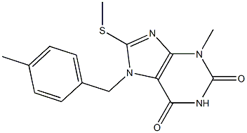 3-methyl-7-(4-methylbenzyl)-8-(methylthio)-3,7-dihydro-1H-purine-2,6-dione Struktur