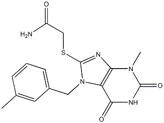 2-{[3-methyl-7-(3-methylbenzyl)-2,6-dioxo-2,3,6,7-tetrahydro-1H-purin-8-yl]sulfanyl}acetamide Struktur