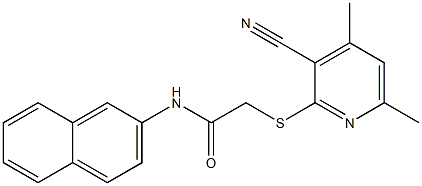 2-[(3-cyano-4,6-dimethyl-2-pyridinyl)sulfanyl]-N-(2-naphthyl)acetamide Struktur