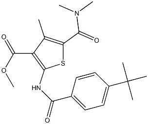 methyl 2-[(4-tert-butylbenzoyl)amino]-5-[(dimethylamino)carbonyl]-4-methyl-3-thiophenecarboxylate Struktur