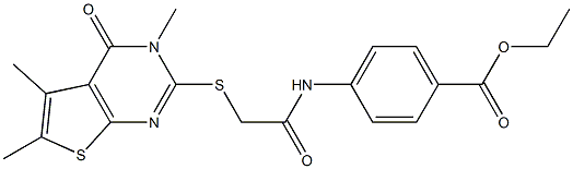 ethyl 4-({[(3,5,6-trimethyl-4-oxo-3,4-dihydrothieno[2,3-d]pyrimidin-2-yl)sulfanyl]acetyl}amino)benzoate Structure