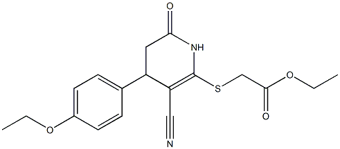 ethyl {[3-cyano-4-(4-ethoxyphenyl)-6-oxo-1,4,5,6-tetrahydro-2-pyridinyl]sulfanyl}acetate Struktur