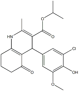 1-methylethyl 4-[3-chloro-4-hydroxy-5-(methyloxy)phenyl]-2-methyl-5-oxo-1,4,5,6,7,8-hexahydroquinoline-3-carboxylate Struktur