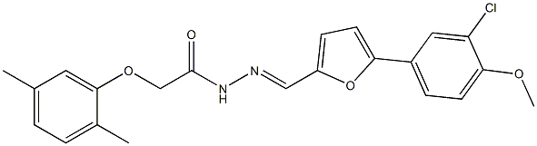 N'-{[5-(3-chloro-4-methoxyphenyl)-2-furyl]methylene}-2-(2,5-dimethylphenoxy)acetohydrazide Struktur