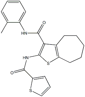 N-(2-methylphenyl)-2-[(2-thienylcarbonyl)amino]-5,6,7,8-tetrahydro-4H-cyclohepta[b]thiophene-3-carboxamide Struktur