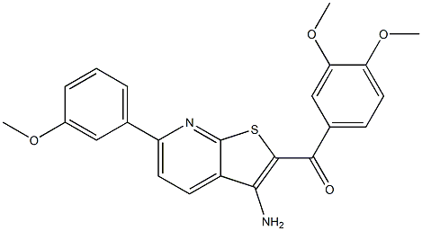 [3-amino-6-(3-methoxyphenyl)thieno[2,3-b]pyridin-2-yl](3,4-dimethoxyphenyl)methanone Struktur