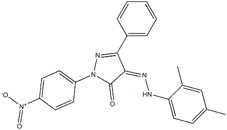 1-(4-nitrophenyl)-3-phenyl-1H-pyrazole-4,5-dione 4-[N-(2,4-dimethylphenyl)hydrazone] Struktur