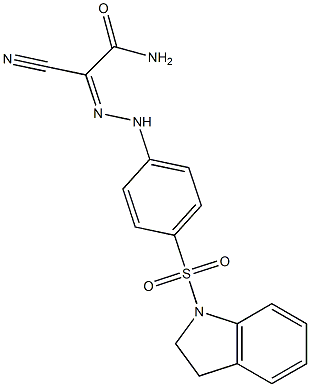 2-cyano-2-{(Z)-2-[4-(2,3-dihydro-1H-indol-1-ylsulfonyl)phenyl]hydrazono}acetamide Struktur