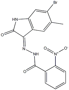 N'-(6-bromo-5-methyl-2-oxo-1,2-dihydro-3H-indol-3-ylidene)-2-nitrobenzohydrazide Struktur