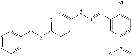 N-benzyl-4-{2-[(E)-(2-chloro-5-nitrophenyl)methylidene]hydrazino}-4-oxobutanamide Struktur