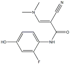 (E)-2-cyano-3-(dimethylamino)-N-(2-fluoro-4-hydroxyphenyl)-2-propenamide Struktur