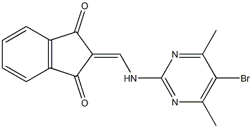 2-{[(5-bromo-4,6-dimethyl-2-pyrimidinyl)amino]methylene}-1H-indene-1,3(2H)-dione Struktur