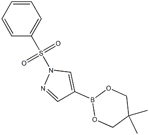 4-(5,5-Dimethyl-1,3,2-dioxaborinan-2-yl)-1-(phenylsulfonyl)-1H-pyrazole Struktur