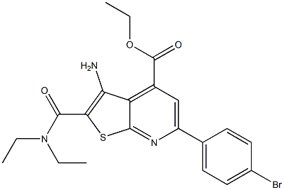 2-[[Diethylamino]carbonyl]-3-amino-6-(4-bromophenyl)thieno[2,3-b]pyridine-4-carboxylic acid ethyl ester Struktur