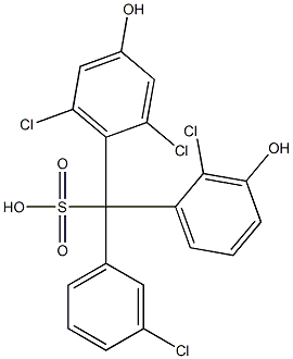 (3-Chlorophenyl)(2-chloro-3-hydroxyphenyl)(2,6-dichloro-4-hydroxyphenyl)methanesulfonic acid Struktur