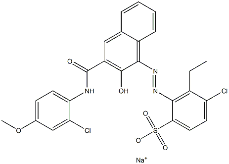 4-Chloro-3-ethyl-2-[[3-[[(2-chloro-4-methoxyphenyl)amino]carbonyl]-2-hydroxy-1-naphtyl]azo]benzenesulfonic acid sodium salt Struktur