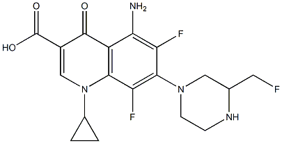 5-Amino-1-cyclopropyl-6,8-difluoro-1,4-dihydro-7-[3-fluoromethyl-1-piperazinyl]-4-oxoquinoline-3-carboxylic acid Struktur