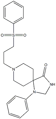 1-Phenyl-8-[3-(phenylsulfonyl)propyl]-1,3,8-triazaspiro[4.5]decan-4-one Struktur