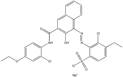 3-Chloro-4-ethyl-2-[[3-[[(2-chloro-4-ethoxyphenyl)amino]carbonyl]-2-hydroxy-1-naphtyl]azo]benzenesulfonic acid sodium salt Struktur