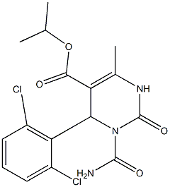 1,2,3,4-Tetrahydro-3-(carbamoyl)-6-methyl-2-oxo-4-(2,6-dichlorophenyl)pyrimidine-5-carboxylic acid isopropyl ester Struktur