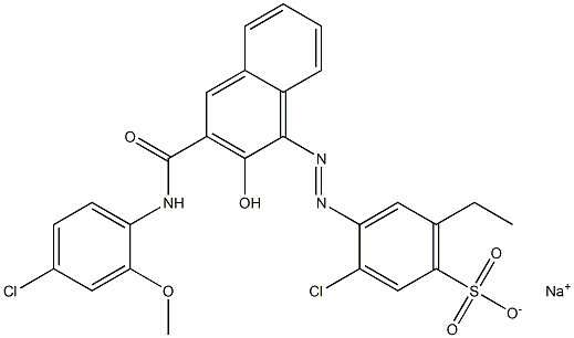 3-Chloro-6-ethyl-4-[[3-[[(4-chloro-2-methoxyphenyl)amino]carbonyl]-2-hydroxy-1-naphtyl]azo]benzenesulfonic acid sodium salt Struktur