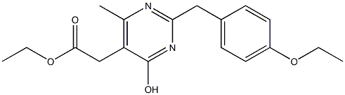 2-(p-Ethoxybenzyl)-4-hydroxy-6-methyl-5-pyrimidineacetic acid ethyl ester Struktur