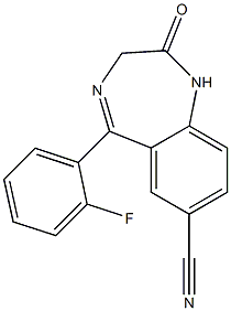 7-Cyano-5-(2-fluorophenyl)-1H-1,4-benzodiazepin-2(3H)-one Struktur