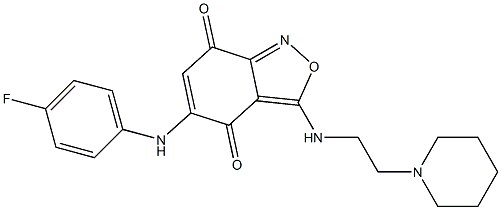 3-[2-(1-Piperidinyl)ethylamino]-5-(4-fluorophenylamino)-2,1-benzisoxazole-4,7-dione Struktur