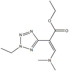 (E)-3-(Dimethylamino)-2-[2-ethyl-2H-tetrazol-5-yl]acrylic acid ethyl ester Struktur