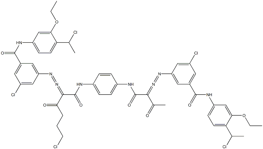 3,3'-[2-(2-Chloroethyl)-1,4-phenylenebis[iminocarbonyl(acetylmethylene)azo]]bis[N-[4-(1-chloroethyl)-3-ethoxyphenyl]-5-chlorobenzamide] Struktur