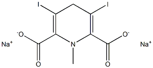 3,5-Diiodo-1-methyl-1,4-dihydro-2,6-pyridinedicarboxylic acid disodium salt Struktur