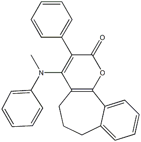 3-Phenyl-4-(methylphenylamino)-6,7-dihydrobenzo[6,7]cyclohepta[1,2-b]pyran-2(5H)-one Struktur