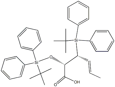 (2S,3R,4E)-2-[[Diphenyl(tert-butyl)silyl]oxy]-3-[diphenyl(tert-butyl)silyl]-4-hexenoic acid Struktur