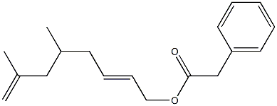 Phenylacetic acid 5,7-dimethyl-2,7-octadienyl ester Struktur