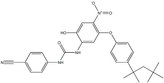 p-[3-[2-Hydroxy-4-nitro-5-[p-(1,1,3,3-tetramethylbutyl)phenoxy]phenyl]ureido]benzonitrile Struktur