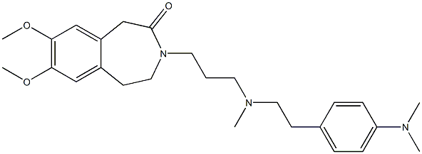 4,5-Dihydro-7,8-dimethoxy-3-[3-[N-methyl-2-(4-dimethylaminophenyl)ethylamino]propyl]-1H-3-benzazepin-2(3H)-one Struktur