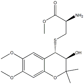 S-[[(3R,4S)-3,4-Dihydro-3-hydroxy-6,7-dimethoxy-2,2-dimethyl-2H-1-benzopyran]-4-yl]-L-cysteine methyl ester Struktur