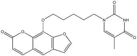 9-[5-[(1,2,3,4-Tetrahydro-5-methyl-2,4-dioxopyrimidin)-1-yl]pentyloxy]-7H-furo[3,2-g][1]benzopyran-7-one Struktur