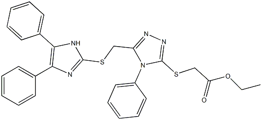 5-[(4,5-Diphenyl-1H-imidazol-2-yl)thiomethyl]-4-phenyl-3-[(ethoxycarbonylmethyl)thio]-4H-1,2,4-triazole Struktur