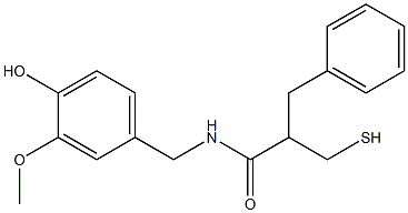 N-(4-Hydroxy-3-methoxybenzyl)-2-benzyl-3-mercaptopropionamide Struktur