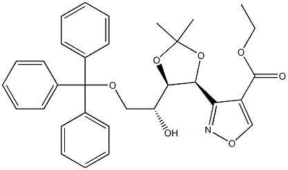 3-[(1S,2R,3R)-3-Hydroxy-1,2-(isopropylidenedioxy)-4-trityloxybutyl]isoxazole-4-carboxylic acid ethyl ester Struktur