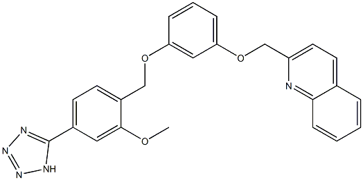 2-[3-[4-(1H-Tetrazol-5-yl)-2-methoxybenzyloxy]phenoxymethyl]quinoline Struktur