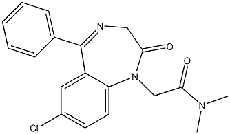 2,3-Dihydro-2-oxo-7-chloro-5-phenyl-N,N-dimethyl-1H-1,4-benzodiazepine-1-acetamide Struktur